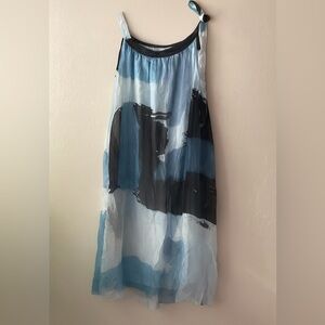 Bellambra blue tie dye shoulder tie flowy dress